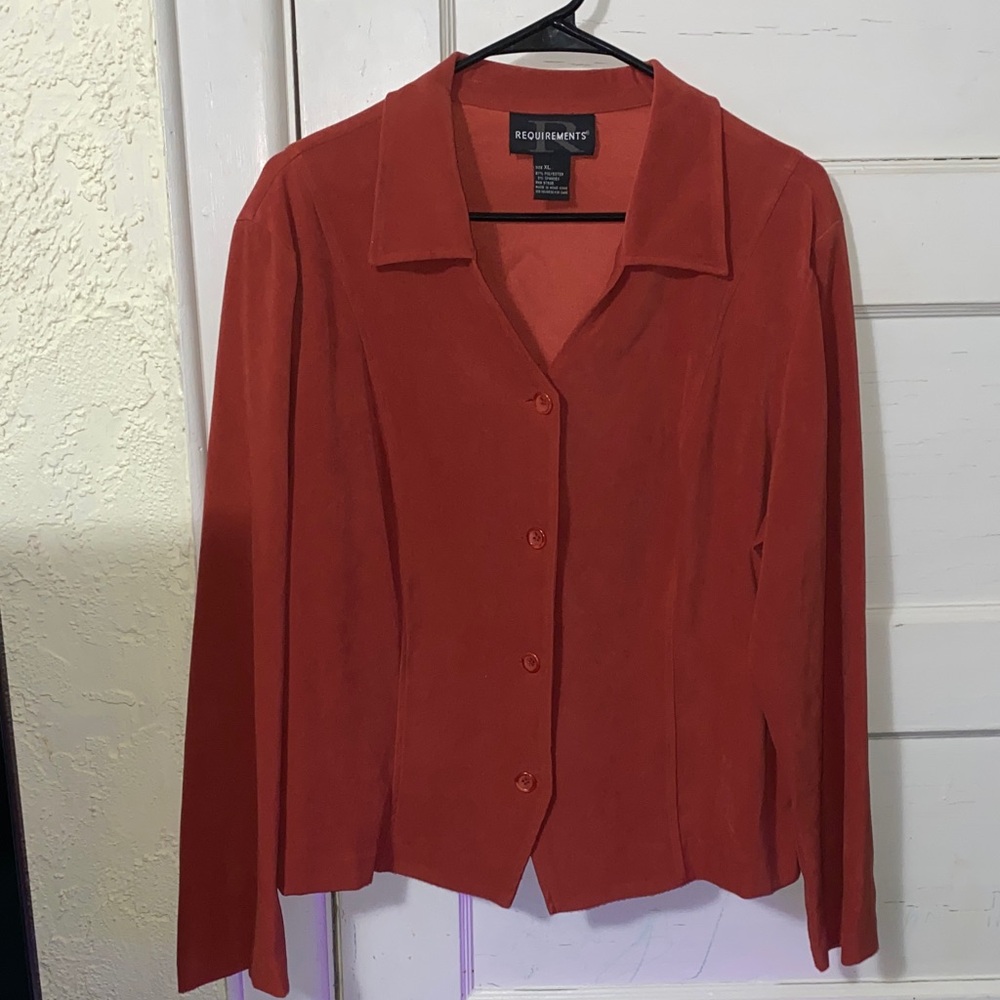 Requirements Orange Button Up Soft Cardigan